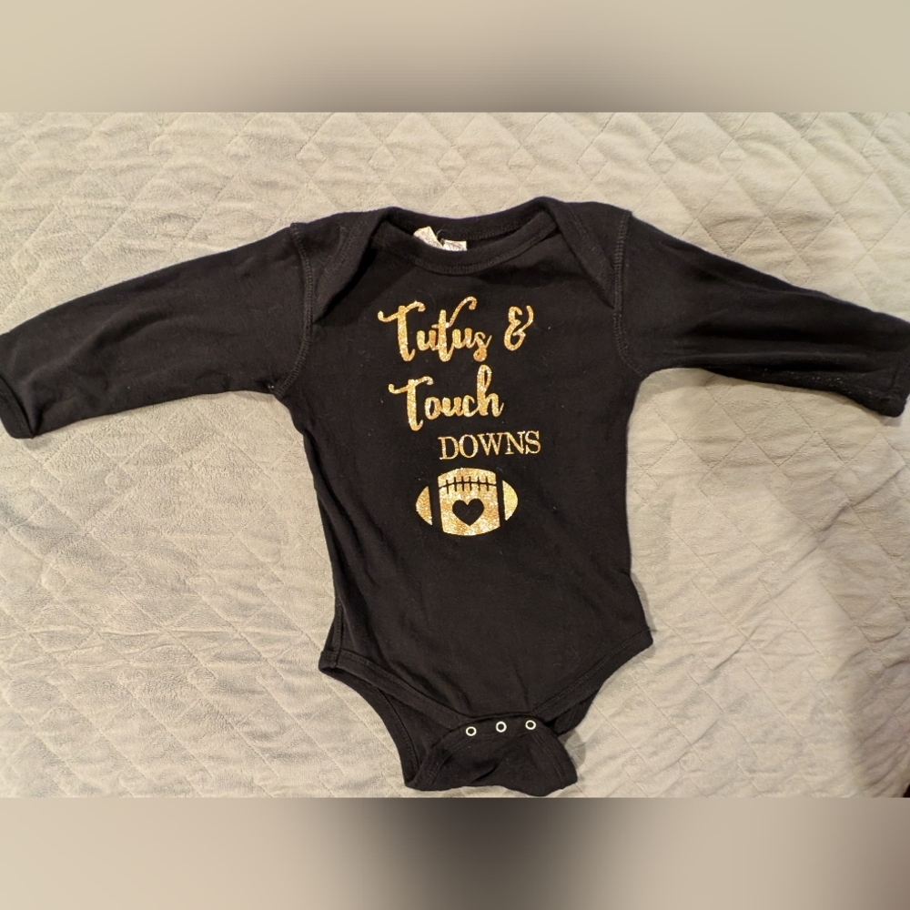 Rabbit Skins 18M Football And Tutus Black and Gold Bodysuit